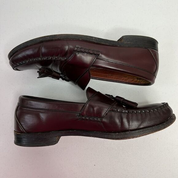 Allen Edmonds Stowe Mens Size 9.5 Loafers Leather Brown Slip On Tassels USA Made main image 9